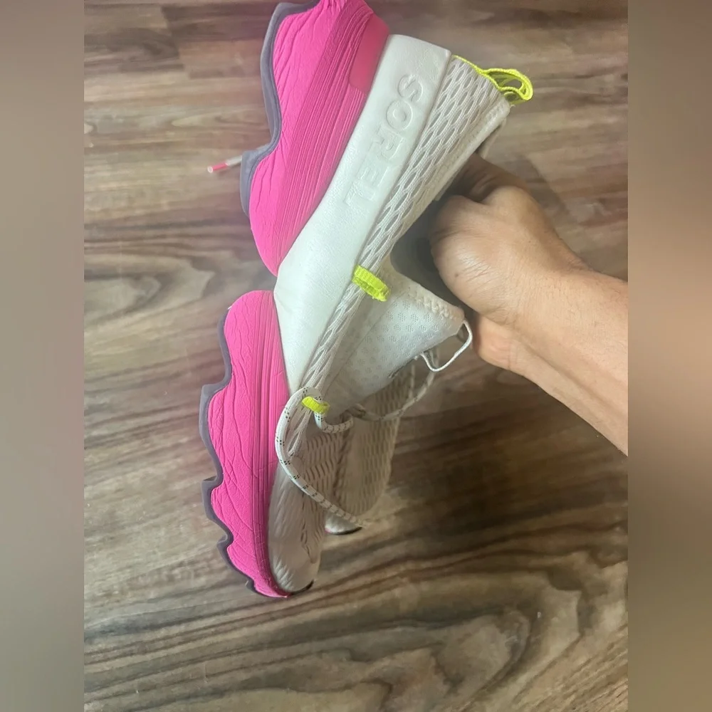 Sorel Cream and Pink Sneakers with Chunky Sole